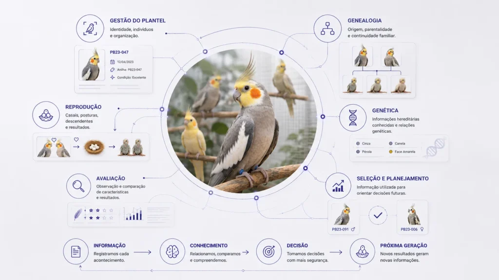 Áreas integradas do PRIME BREEDER: gestão, genealogia, genética, reprodução, avaliação e seleção