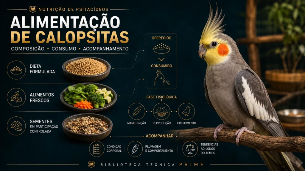 Alimentação de Calopsitas — Guia de Nutrição | PRIME Psitacídeos