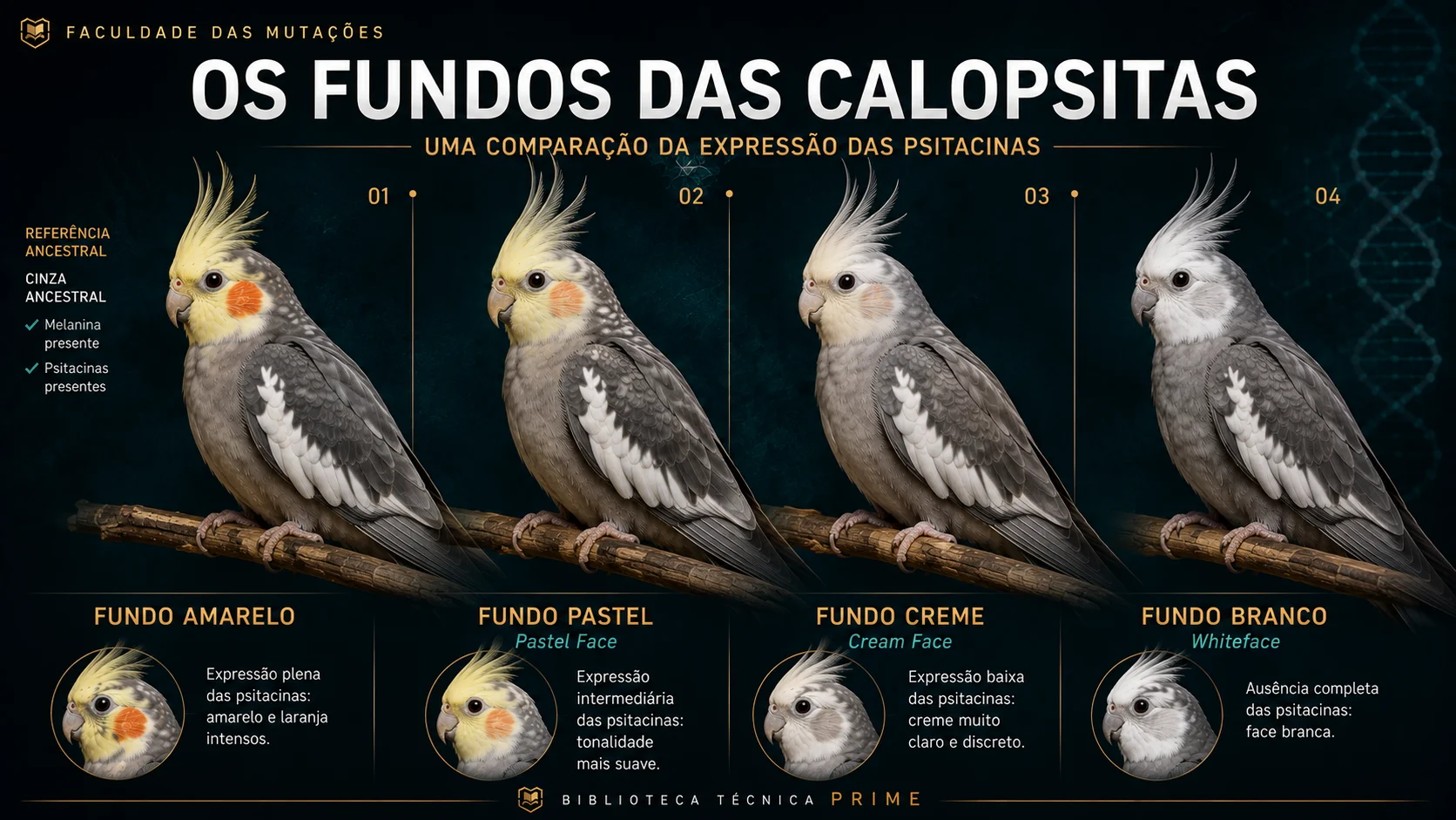 Fundos das Calopsitas: Amarelo, Pastel, Creme e Branco